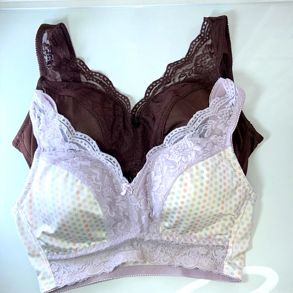 Super Cute Rhonda Shear Designer Poka Dot & Brown 2 Bra Bundle Colorful Boho